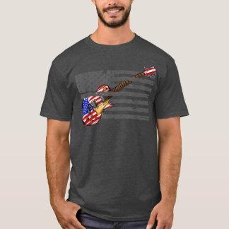 Guitar Musician Music Lover Patriotic Usa Flag Gui Tシャツ