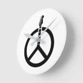 Guitar Peace Sign ラウンド壁時計 (傾斜)