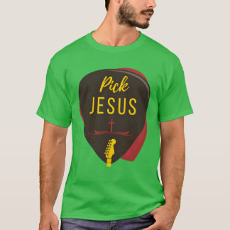 Guitar Pick Jesus Christian Music Guitarist Pastor Tシャツ