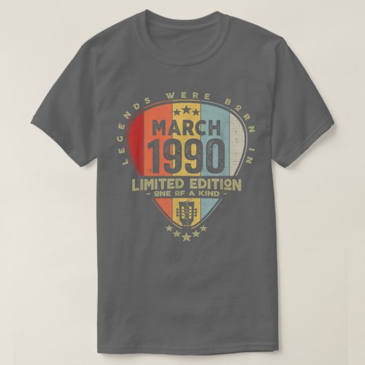 Guitar PickLegends Were Born In March 1990 Guitar  Tシャツ (デザイン正面)