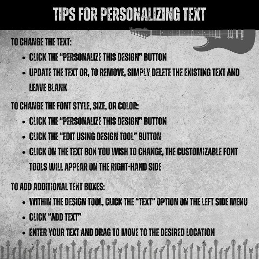Guitar Play It Loud Gray Black Music Rockstar スクエアペーパーコースター