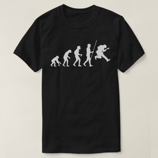 Guitar Player Musician Jumping Guitarist Evolution Tシャツ (デザイン正面)