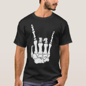 Guitar player tee skeleton hand rocker music lover tシャツ (正面)