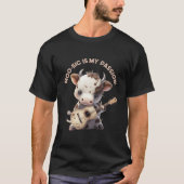 Guitar Playing Cow Kawaii Music Guitarist Tシャツ (正面)