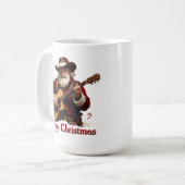 Guitar Playing Cowboy Santa コーヒーマグカップ (正面左)