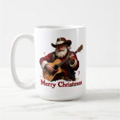 Guitar Playing Cowboy Santa コーヒーマグカップ (左)
