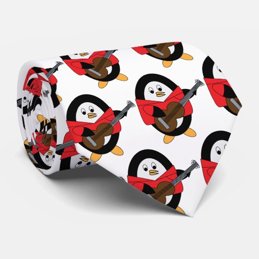 Guitar Playing Penguin ネクタイ (ロール)