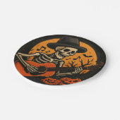 Guitar-Playing Skull Halloween Paper Plate ペーパープレート (アングル)