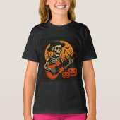 Guitar-Playing Skull Halloween T-Shirt Tシャツ (正面)