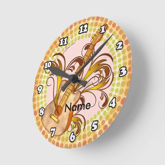 Guitar Rhythm ラウンド壁時計 (傾斜)