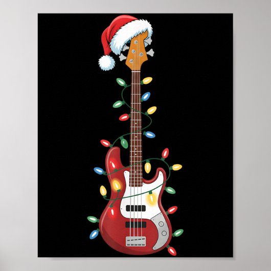 Guitar Santa Hat Christmas Lights B Player Guitari ポスター (正面)