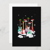 Guitar Santa Hat Christmas Tree Funny Music Loves 招待状 (正面/裏面)