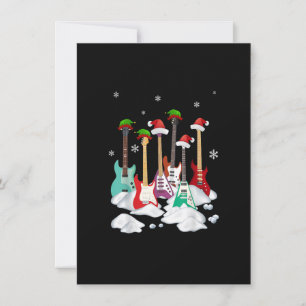 Guitar Santa Hat Christmas Tree Funny Music Loves  招待状