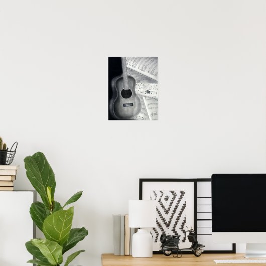 Guitar & Sheet Music Poster Art ポスター (ホームオフィス)