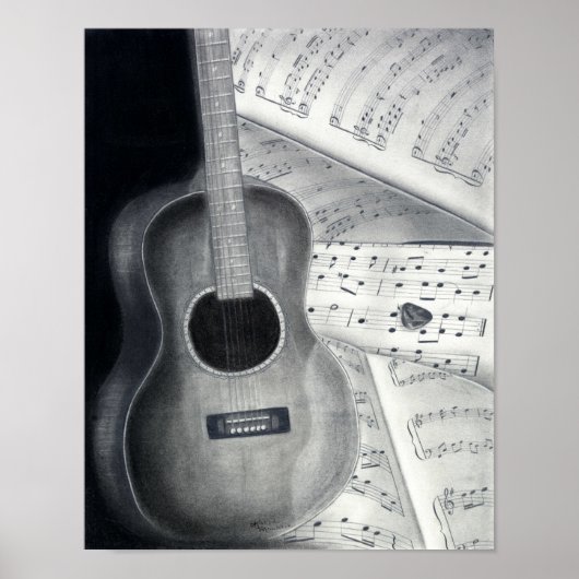 Guitar & Sheet Music Poster Art ポスター (正面)