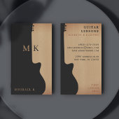 Guitar Silhouette Tan Wood Monogram Guitarist 名刺
