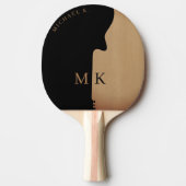 Guitar Silhouette Tan Wood Name Monogram 卓球ラケット (正面)
