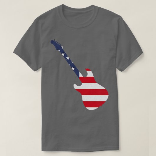Guitar small Silhouette USA American Flag Backgrou Tシャツ (デザイン正面)