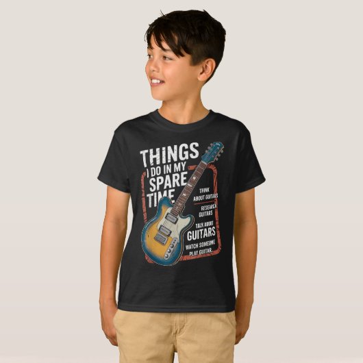 Guitar Things I Do In My Spare Time Funny Guitaris Tシャツ (正面フル)