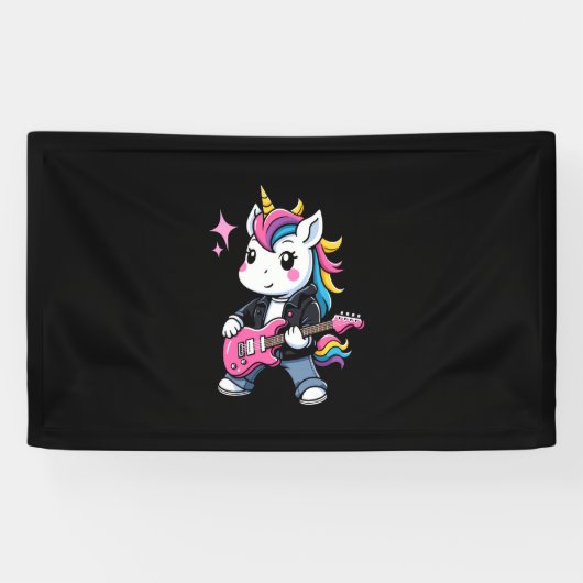 Guitar Unicorn Rock音楽愛好家の可愛いUnicorn 横断幕 (横)