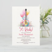 Guitar with Balloons 50th Birthday Party 招待状 (スタンド正面)