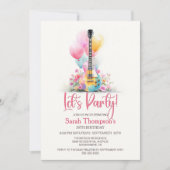 Guitar with Balloons Any Age Birthday Party 招待状 (正面)