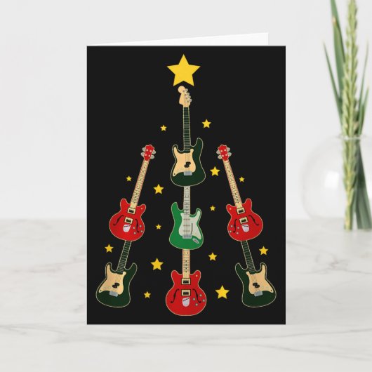 Guitar Xmas Tree Musical Guitar Lovers Guitarist C カード (正面)