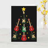 Guitar Xmas Tree Musical Guitar Lovers Guitarist C カード (黄色い花)