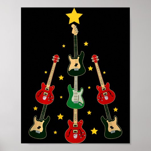 Guitar Xmas Tree Musical Guitar Lovers Guitarist C ポスター (正面)