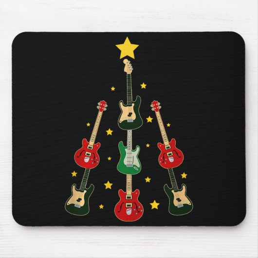 Guitar Xmas Tree Musical Guitar Lovers Guitarist C マウスパッド (正面)