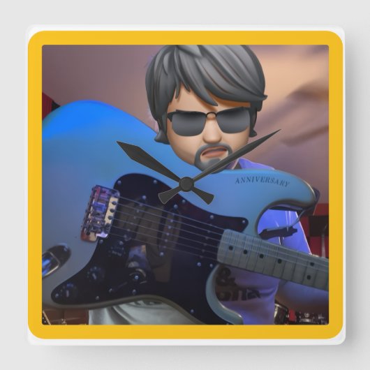 Guitarbizon  スクエア壁時計 (正面)