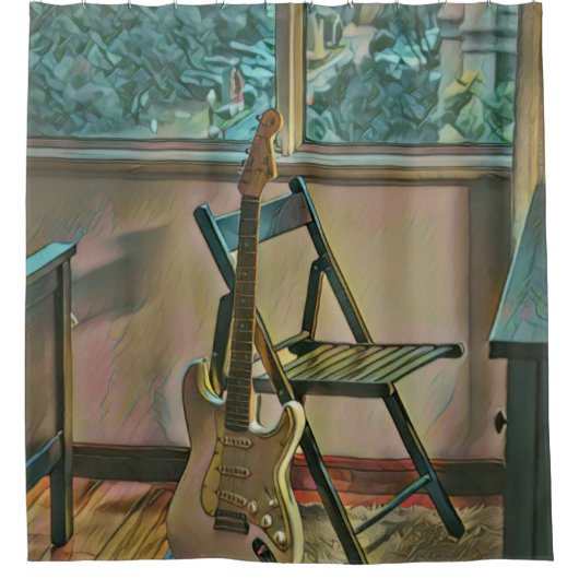 guitarist birthday gift シャワーカーテン (正面)