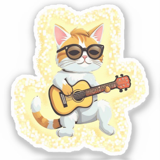 guitarist cat シール (正面)