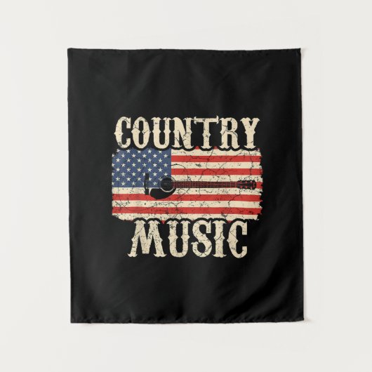 Guitarist Country Music Guitar American Flag Birth タペストリー (正面)