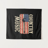 Guitarist Country Music Guitar American Flag Birth タペストリー (正面(横))