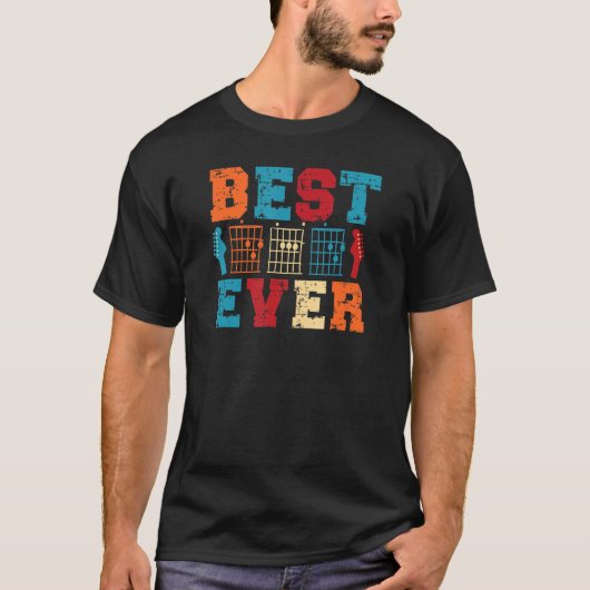 Guitarist Father Best Dad Ever shirt Dad Chord Gif Tシャツ (正面)