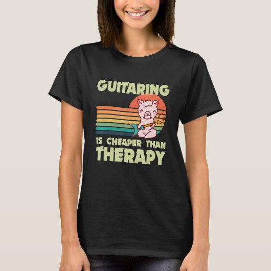 Guitarist Llama Rock guitar Guitaring Musician Gui Tシャツ (正面)