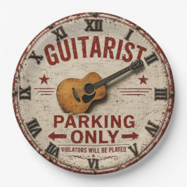 Guitarist Parking Only Funny Acoustic Guitar Decor ペーパープレート