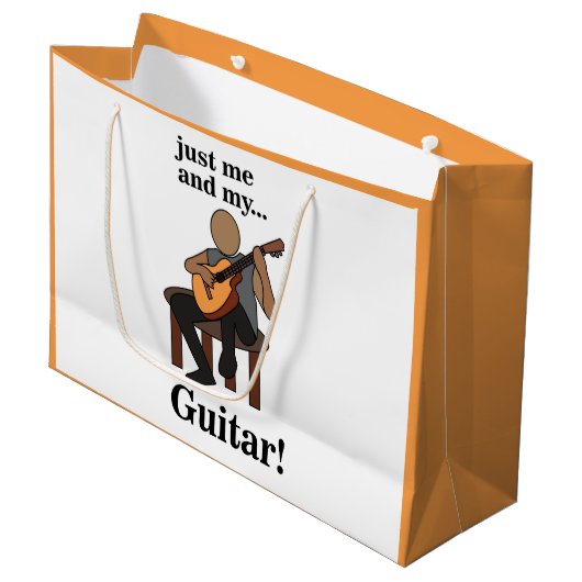 Guitarist Playing Guitar Birthday ラージペーパーバッグ (正面アングル)