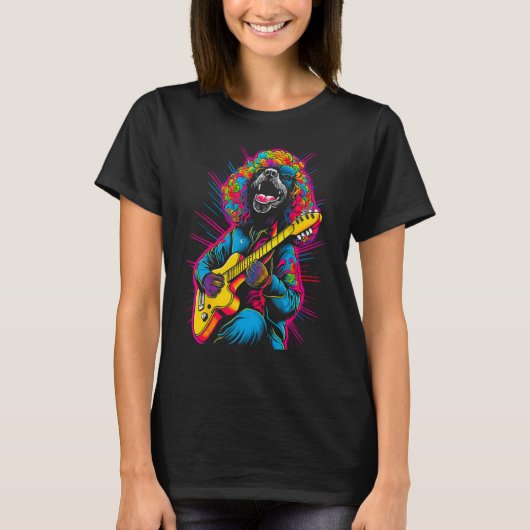 Guitarist Pop Poodle Dog Guitar Tシャツ (正面)