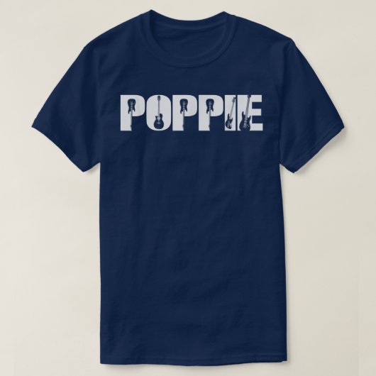 Guitarist Poppie Funny Music Guitar Lover Fathers  Tシャツ (デザイン正面)
