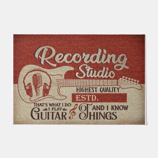 Guitarist Studio Door Mat, Gift For Guitarist ドアマット (正面)