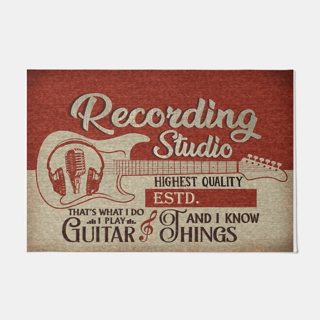 Guitarist Studio Door Mat, Gift For Guitarist ドアマット (正面)