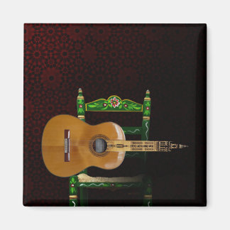 Guitarra española con Giralda de Sevilla y silla. マグネット