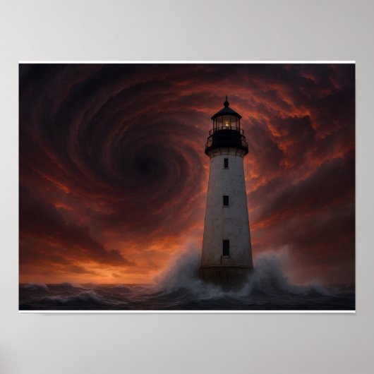 Gulf Coast Storm Poster - Lighthouse Hurricane Art ポスター (正面)