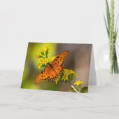 Gulf Fritillary aka Passion Butterfly on Goldenrod カード (正面)