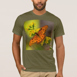 Gulf Fritillary aka Passion Butterfly on Goldenrod Tシャツ