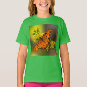 Gulf Fritillary aka Passion Butterfly on Goldenrod Tシャツ (正面)