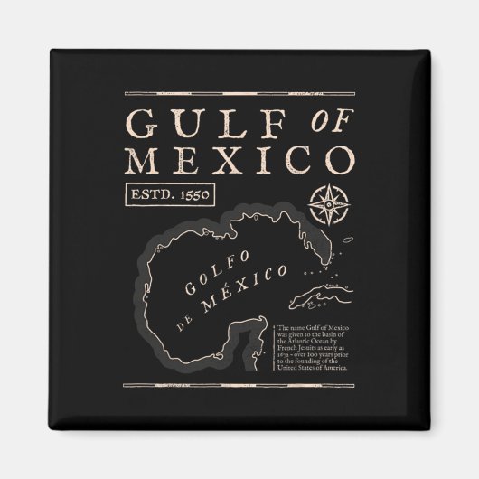 Gulf Of Mexico 1672 Historic Map  マグネット (正面)