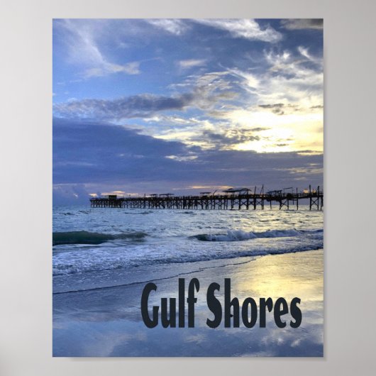 Gulf Shores Alabama Beach Sunrise Pier ポスター (正面)